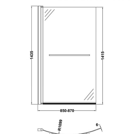 Nuie 850-870 X 1435mm Curved Screen For B-Shaped Bath – Branded Bathrooms